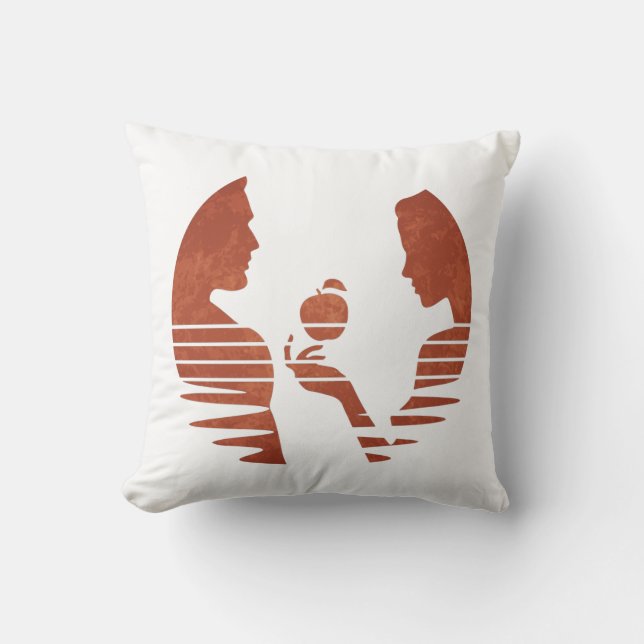Eve Hands An Apple To Adam, Grunge Version 3/3 Throw Pillow (Front)