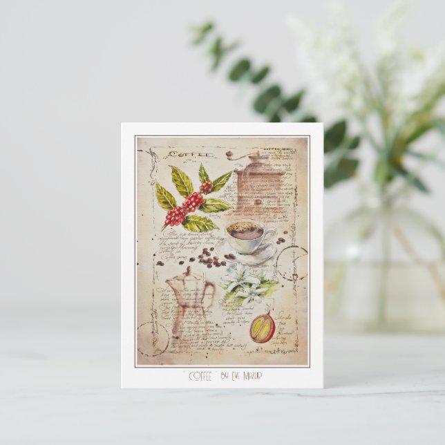 EVE Painted Coffee Botanical Illustration         Postcard (Standing Front)