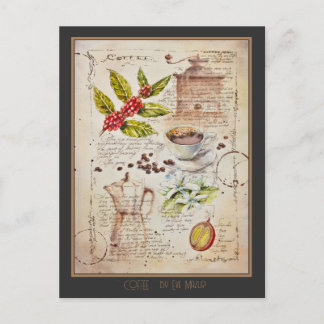 EVE Painted Coffee Botanical Illustration Postcard