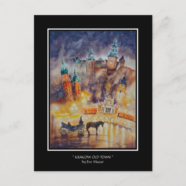 EVE Painted Krakow Old Town   Poster Postcard (Front)
