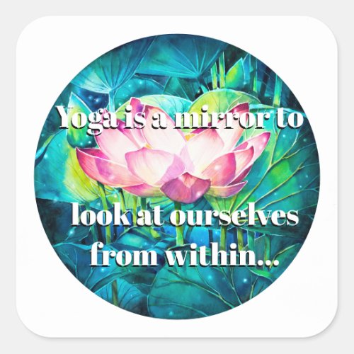  EVE Painted Lotus Flower Button  Yoga Quote Square Sticker
