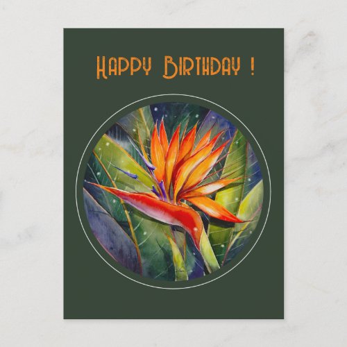 EVE Painted Strelizia Flower  Postcard
