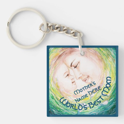EVE Painted Worlds Best Mom Name Keychain
