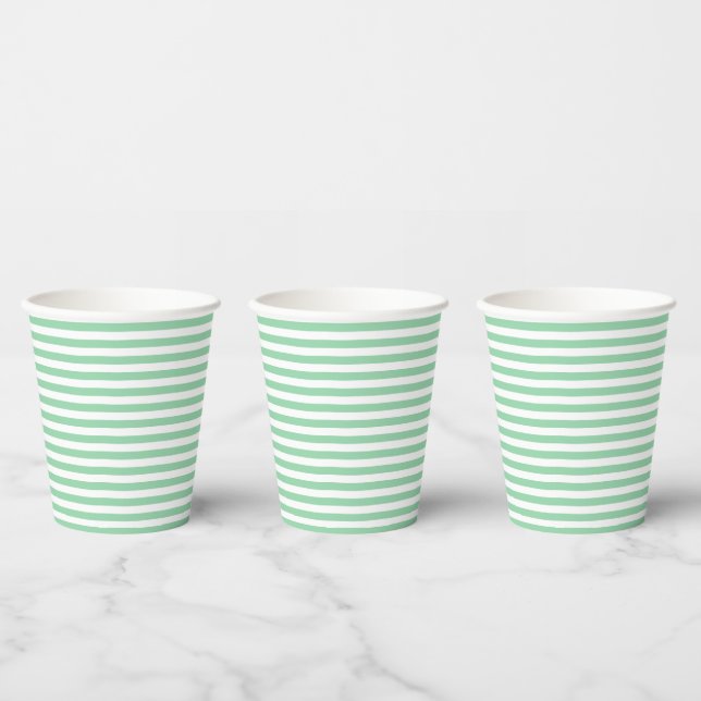 Eve & Sofie Green Striped Paper Cups (Multi)