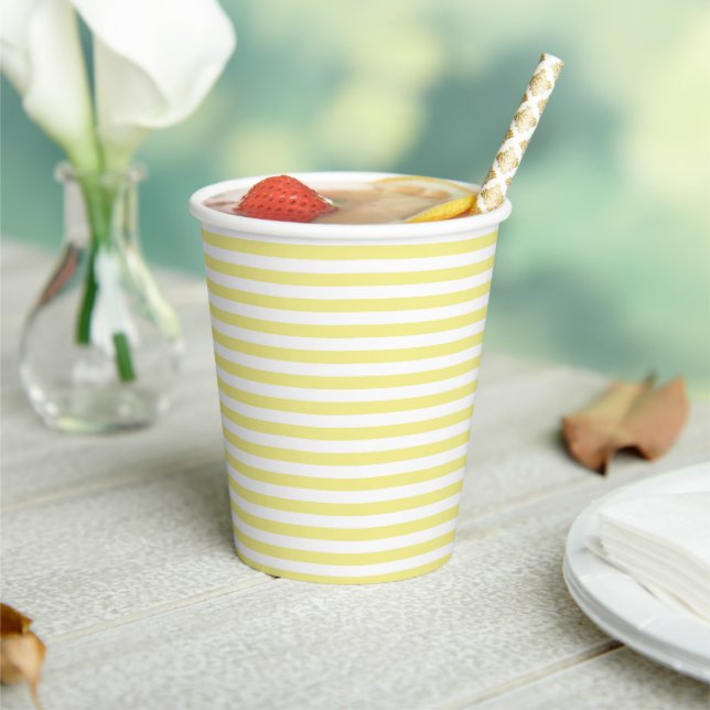 Eve & Sofie Yellow Striped  Paper Cups (Insitu)