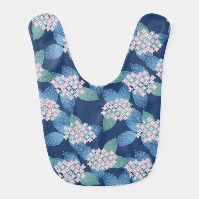 Eve Wild Flower Soft Pink Blue Baby Bib (Front)