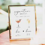 EVELYN Calligraphy Signature Drink Wedding Bar Poster<br><div class="desc">This printable signature drink sign template a elegant script font and a modern minimalist design. The watercolor graphics are handmade and 15 popular drinks are included here in this listing. Click the 'edit using design tool' button in the personalization section to see the drinks that are included. Each drink is...</div>