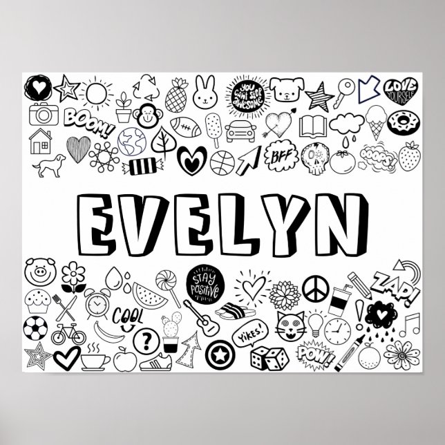 'EVELYN' Colour-it-Yourself Outline Design Poster (Front)