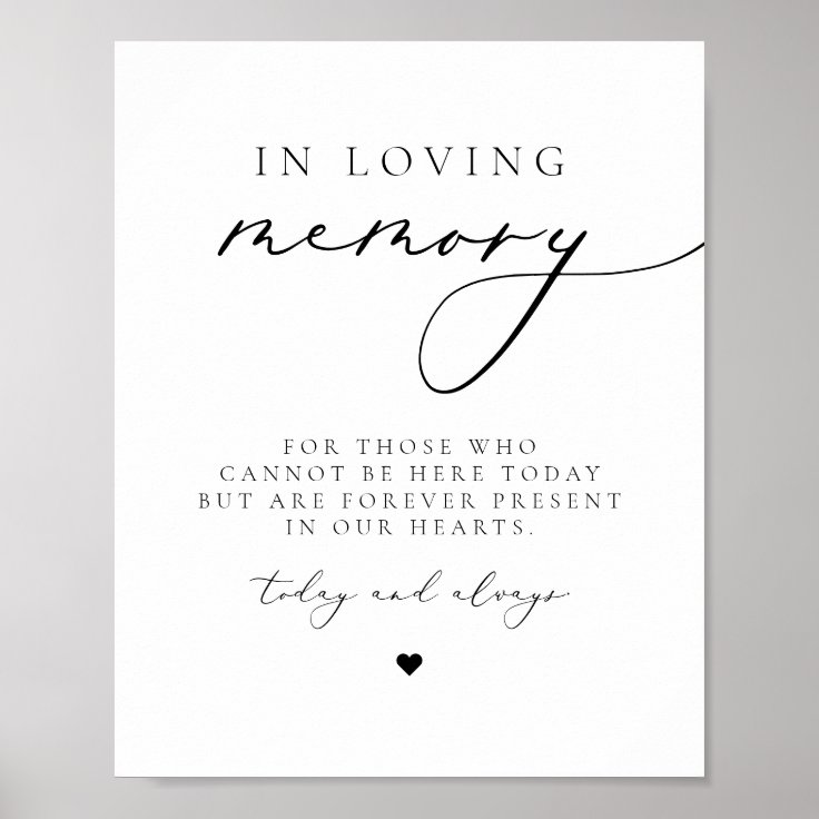 EVELYN Elegant Calligraphy In Loving Memory Poster | Zazzle