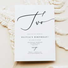 EVELYN Elegant Calligraphy Script 2nd Birthday Inv