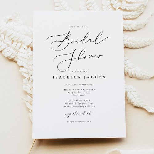 EVELYN Elegant Calligraphy Script Bridal Shower Invitation