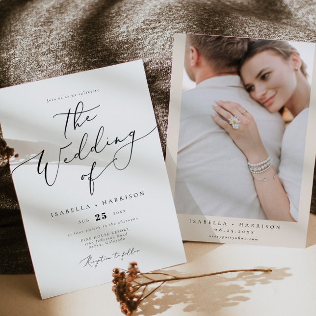 EVELYN Elegant Calligraphy Script Minimal Wedding Invitation (Creator Uploaded)