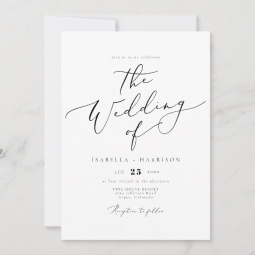 EVELYN Elegant Calligraphy Script Minimal Wedding Invitation | Zazzle