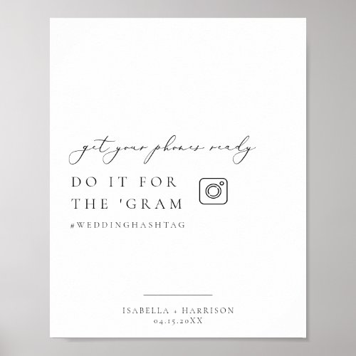 EVELYN Elegant Instagram Hashtag Wedding Sign