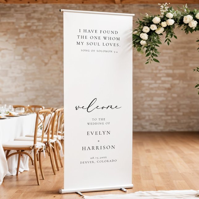 EVELYN Elegant Minimalist Script Wedding Welcome Retractable Banner (Creator Uploaded)