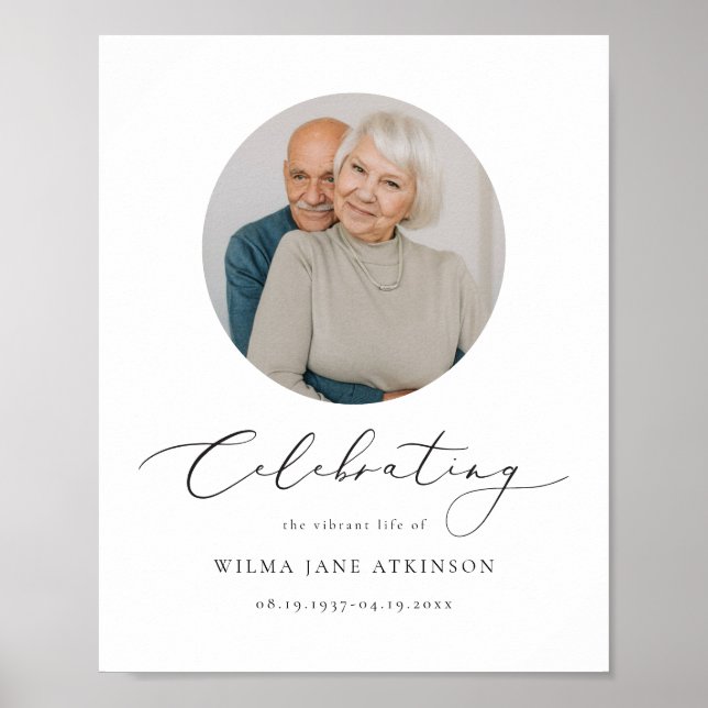 EVELYN Elegant Script Memorial Funeral Welcome Poster (Front)