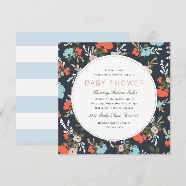 Evelyn Floral Baby Shower Invitation (Front/Back)