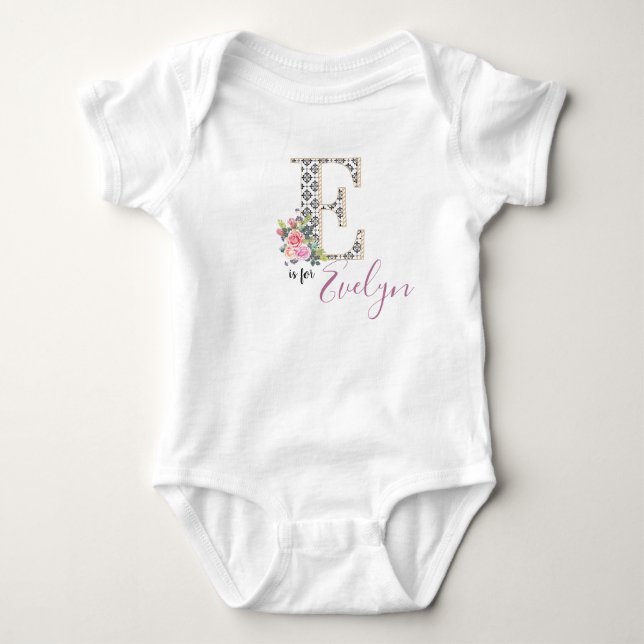 Evelyn Name Baby Outfit Letter Romper Floral Girl (Front)