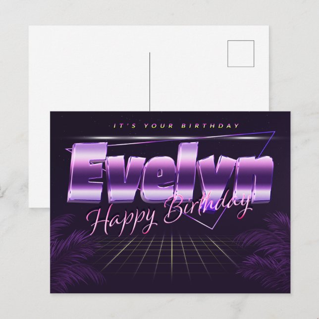 Evelyn Name First name pura postcard birthday (Front/Back)