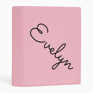 Evelyn Name Mini 3 Ring Binder - Pink & Black