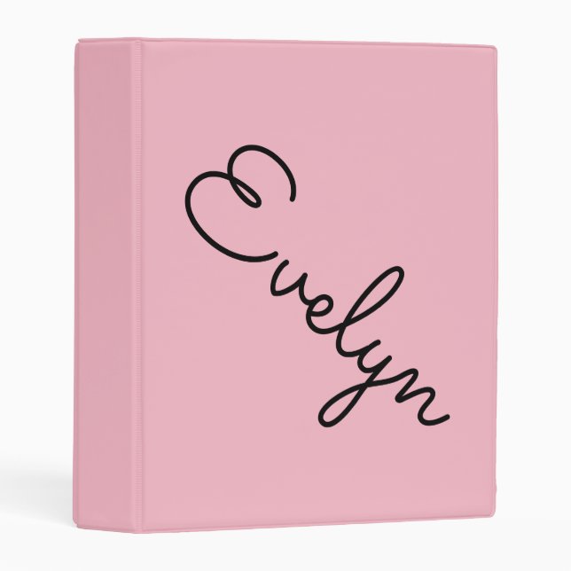 Evelyn Name Mini 3 Ring Binder - Pink & Black (Front/Spine)