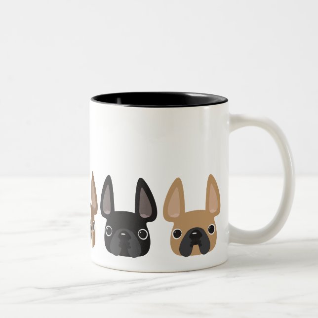 Even 5 more little frenchies Two-Tone coffee mug (Right)