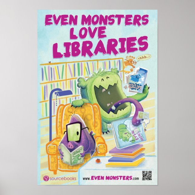 Even Monsters Love Libraries 13" x 19" poster (Front)