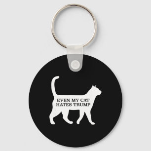 Even My Cat Hates Trump Keychain
