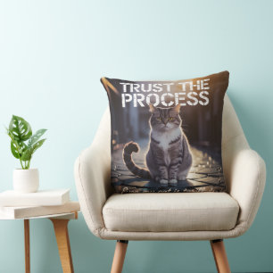 Even My Cat Is Tariffed - Trust The Process Throw Pillow