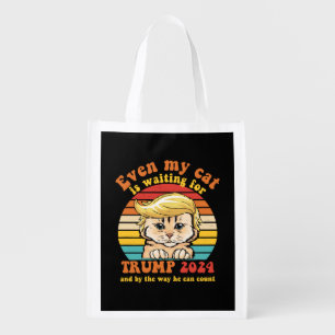 Even My Cat Is Waiting For Trump 2024 Apparel Grocery Bag
