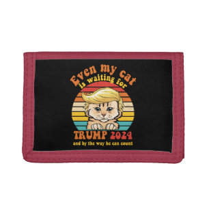 Even My Cat Is Waiting For Trump 2024 Apparel Tri-fold Wallet