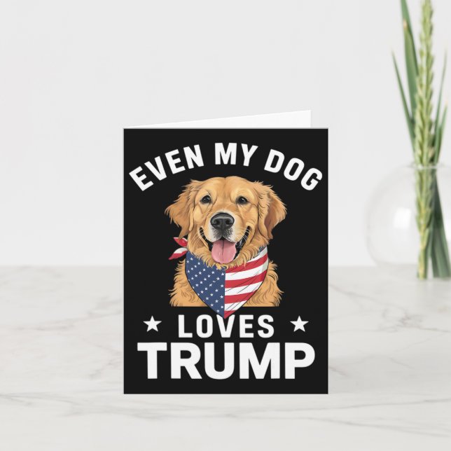 Even My Dog Loves Trump Usa Flag Bandana  Card (Front)