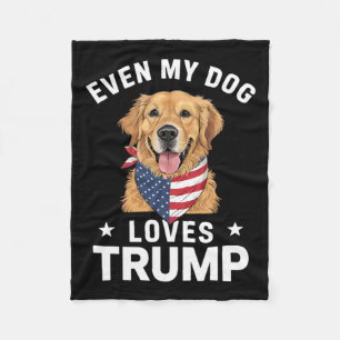 Even My Dog Loves Trump Usa Flag Bandana  Fleece Blanket