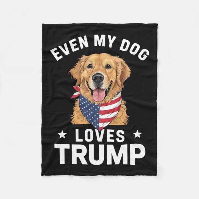 Even My Dog Loves Trump Usa Flag Bandana  Fleece Blanket (Front)