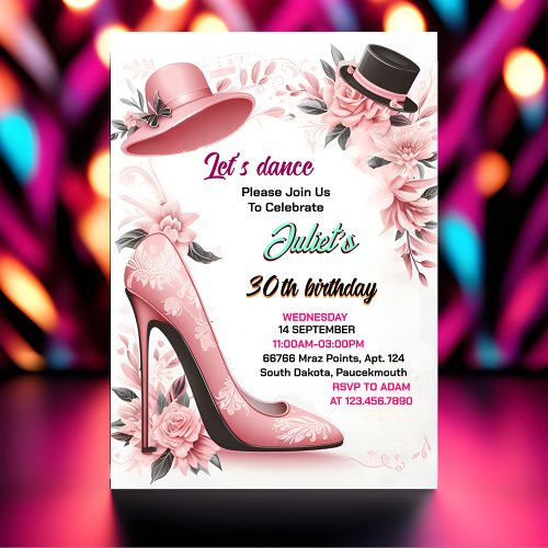 Even Shoe Stylish Adult Ladies Night 30th Birthday Invitation