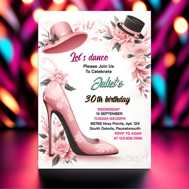 Even Shoe Stylish Adult Ladies Night 30th Birthday Invitation (Creator Uploaded)