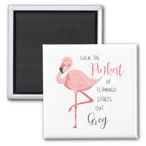 Even The Pinkest Flamingo Starts Out Grey Magnet
