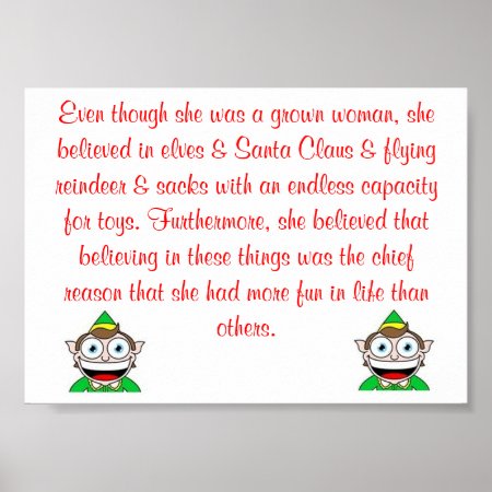 Even Though She Believed In Elves Poster