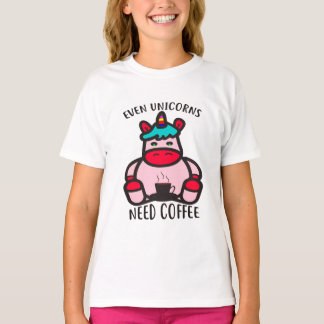 Even Unicorns Need Coffee Funny Pink Unicorn T-Shirt