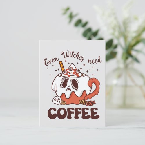 Even Witches Need Coffee Postcard