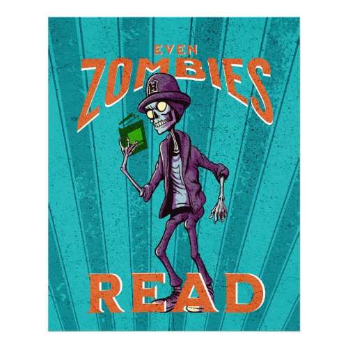 Even Zombies Can Read Book Night Undead Teal Photo Print