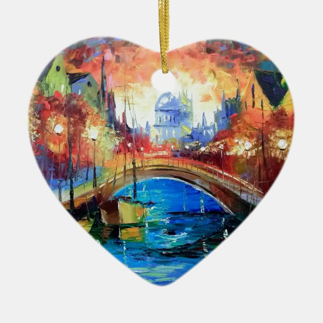 Evening Amsterdam Ceramic Ornament (Front)