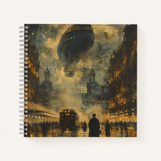 Evening Arrival – A Steampunk Street Scene Notebook