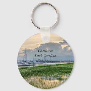Evening At Charleston Harbor Keychain