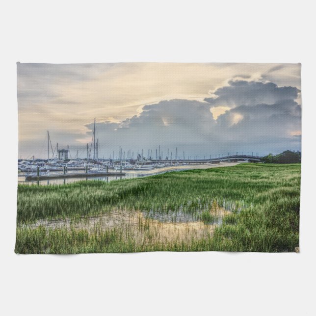 Evening At Charleston Harbor Kitchen Towel (Horizontal)
