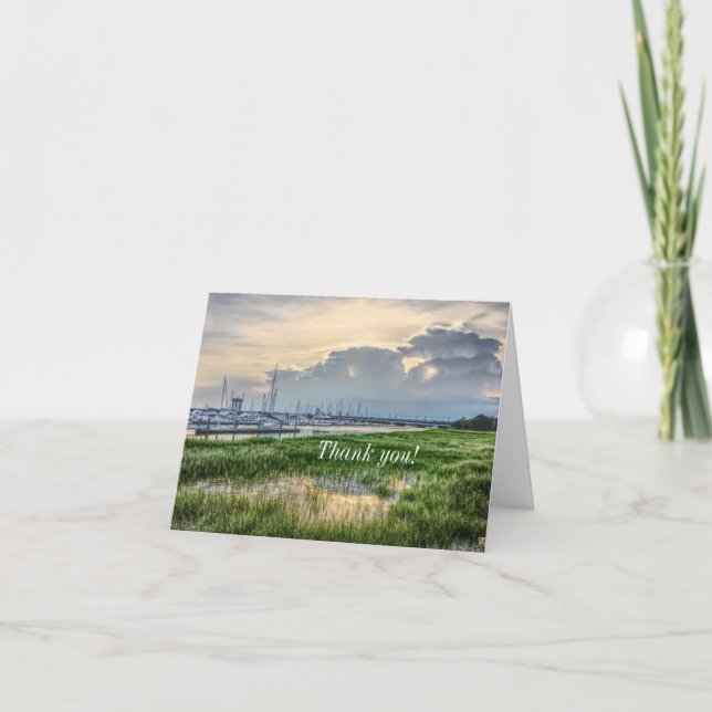 Evening At Charleston Harbor Thank You Card (Front)