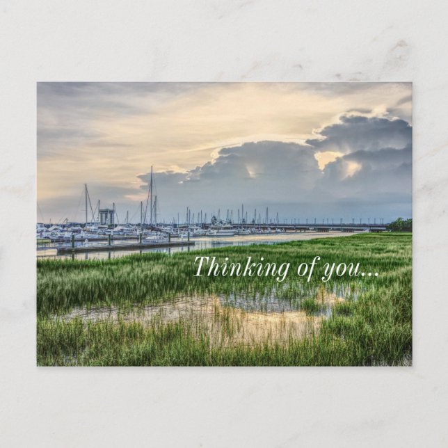 Evening At Charleston Harbor Thinking Of You Postcard (Front)