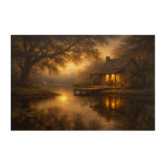Evening at Ease | Lake Cabin | Acrylic Wall Art