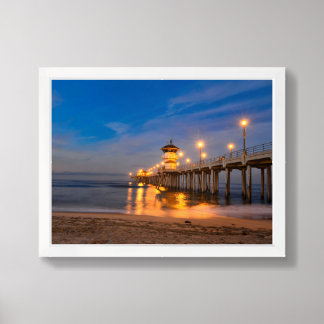 Evening at Huntington Beach Pier Framed Art