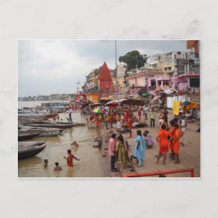 Evening Bath At Varanasi Postcard
